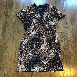 3/$10 laneBryant Cheetah Animal Print Wrap V-Neck Short-Sleeve Stretch Dress